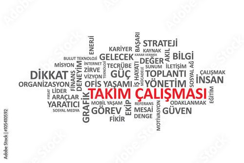 Takım Çalışması - İş Dünyasındaki önemli Kelime ve Kavramlardan oluşan tipografi grafik çalışması.