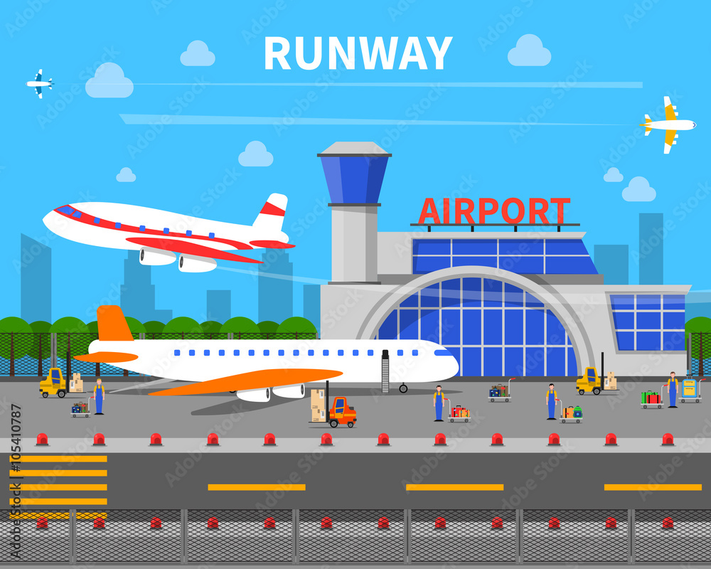 Naklejka premium Airport Runway Illustration
