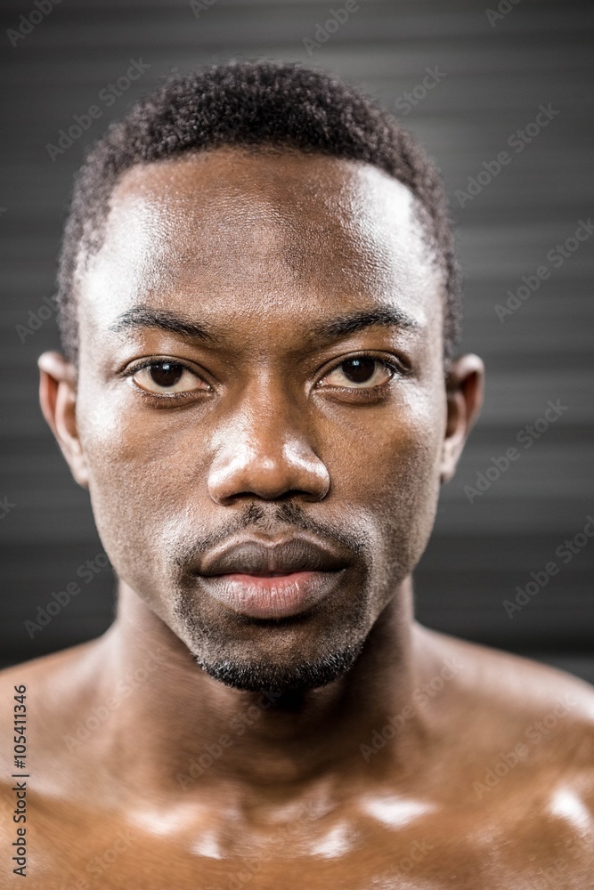 Fototapeta premium Portrait of serious shirtless man