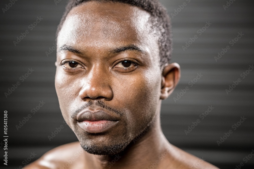 Portrait of serious shirtless man Portrait of serious shirtless man