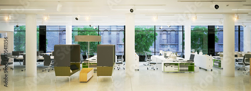 panaroama eines modernen Großraum Büros - panarama view modern loft office photo