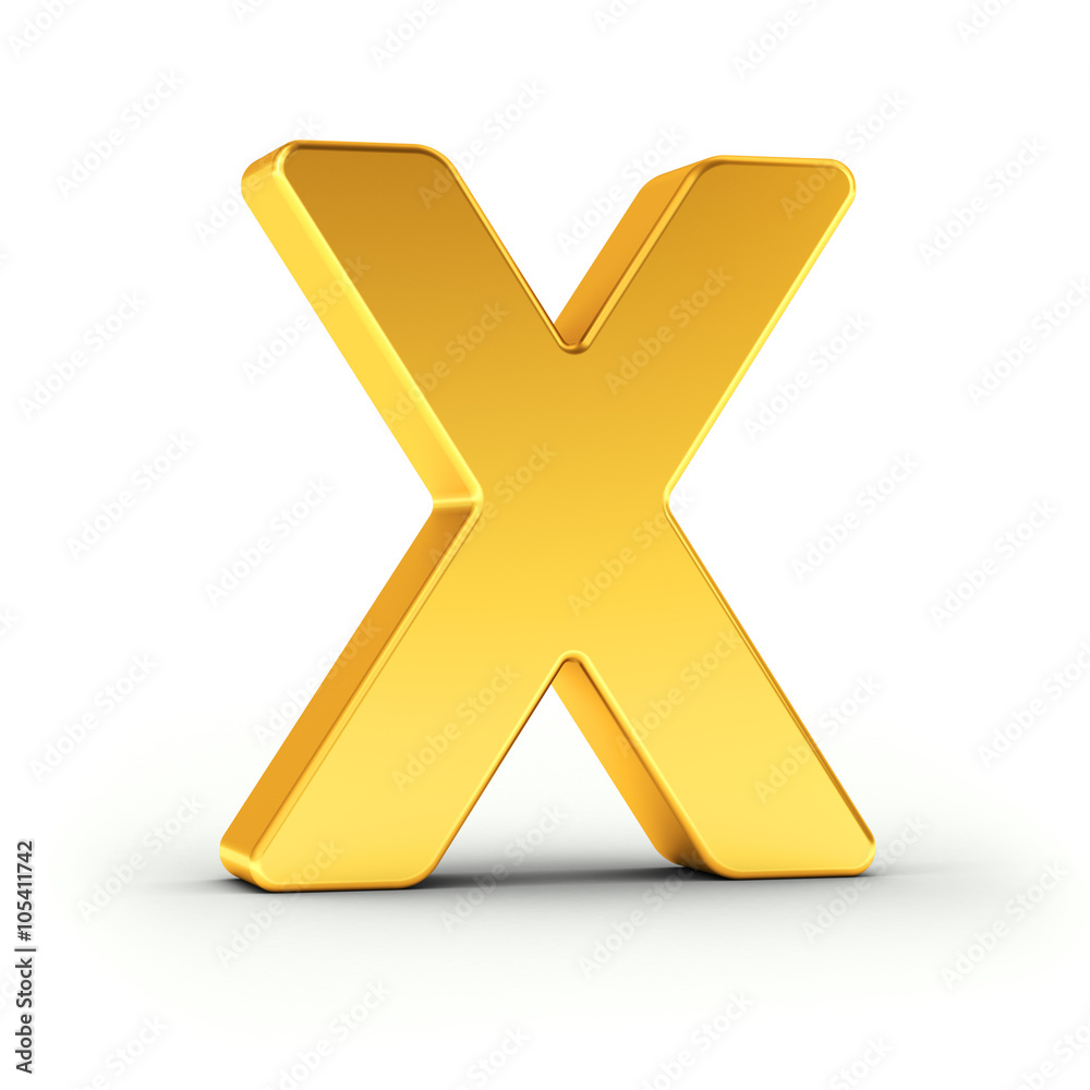 The letter X as a polished golden object with clipping path The letter X as a polished golden object with clipping path