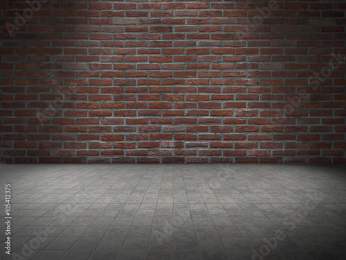 Concrete floor with Brick wall