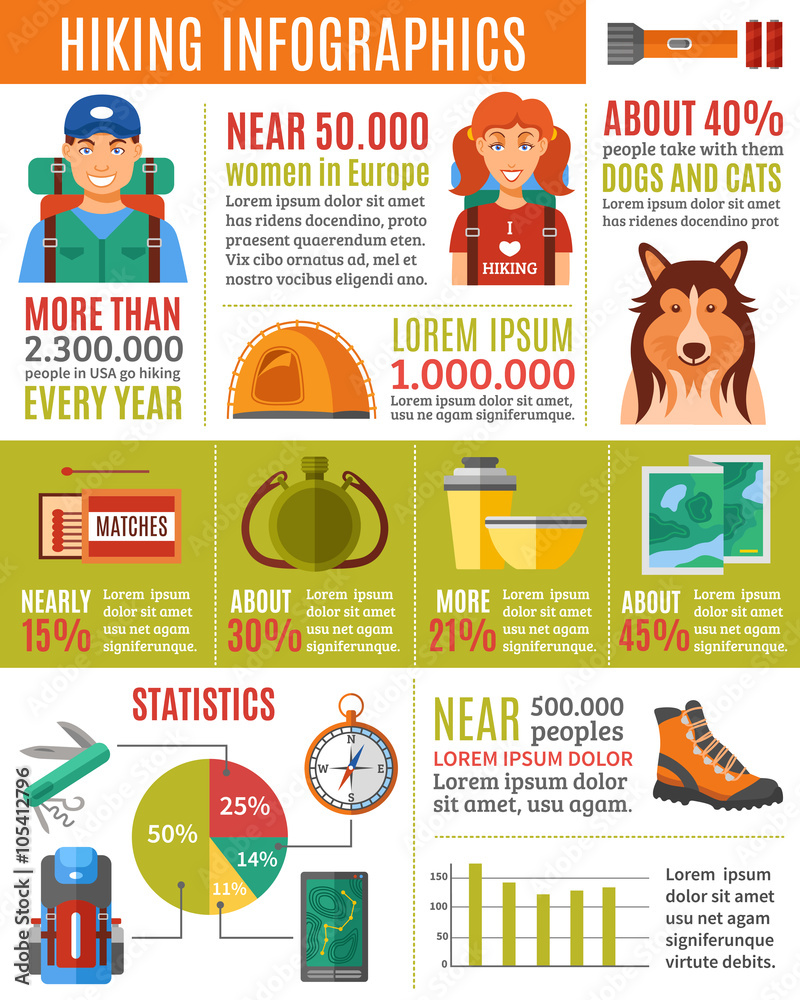 Obraz premium Hiking infographics set