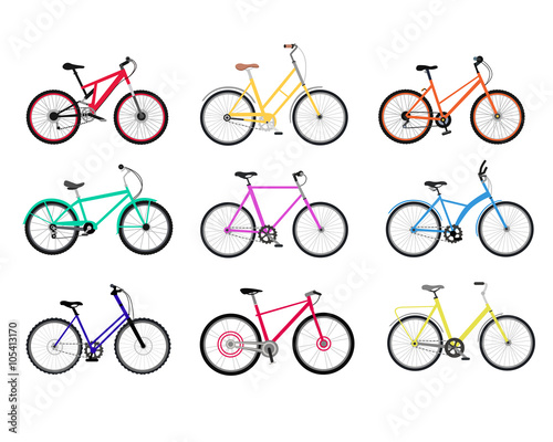 Bicycle Set Design Flat Isolated