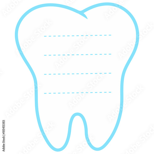  Tooth white and blue background, teeth vector icon illustration, first tooth logo, mockup, place for text, dental care concept