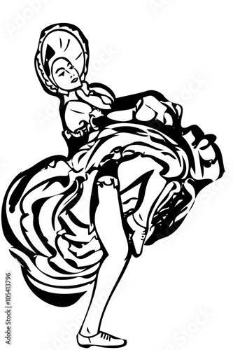 Canvas Print vector sketch of a girl dancing the cancan skirt