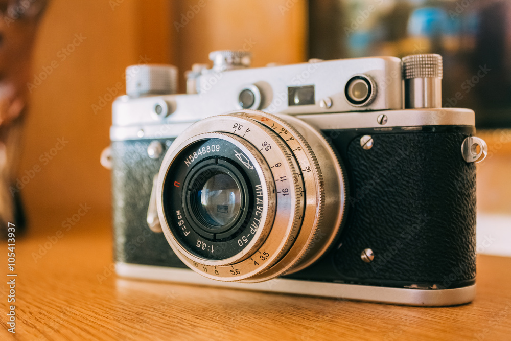 Russian Soviet Vintage Camera Zorkiy 2-S. Small-format rangefinder camera