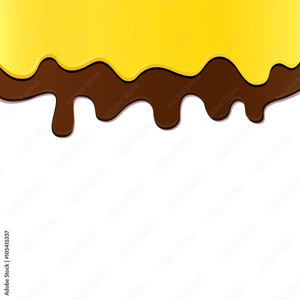 Background with caramel and chocolate cream on top Background with caramel and chocolate cream on top