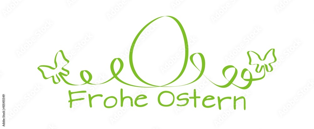 Frohe Ostern Gruß mit Schleifen Kringel und Schmetterlingen - grün