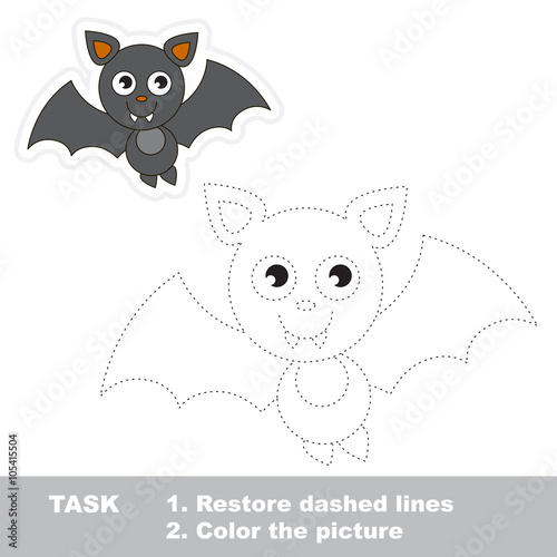 Vampire Bat to be traced. Vector trace game.