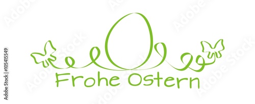 Frohe Ostern Gruß mit Schleifen Kringel und Schmetterlingen - grün Grafik