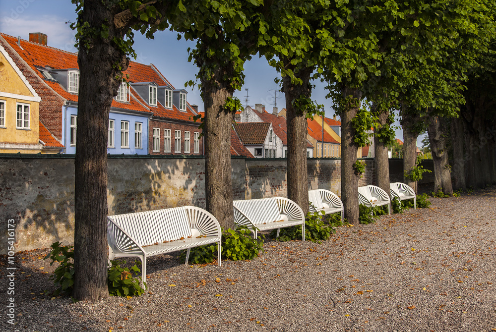 Row of park benches