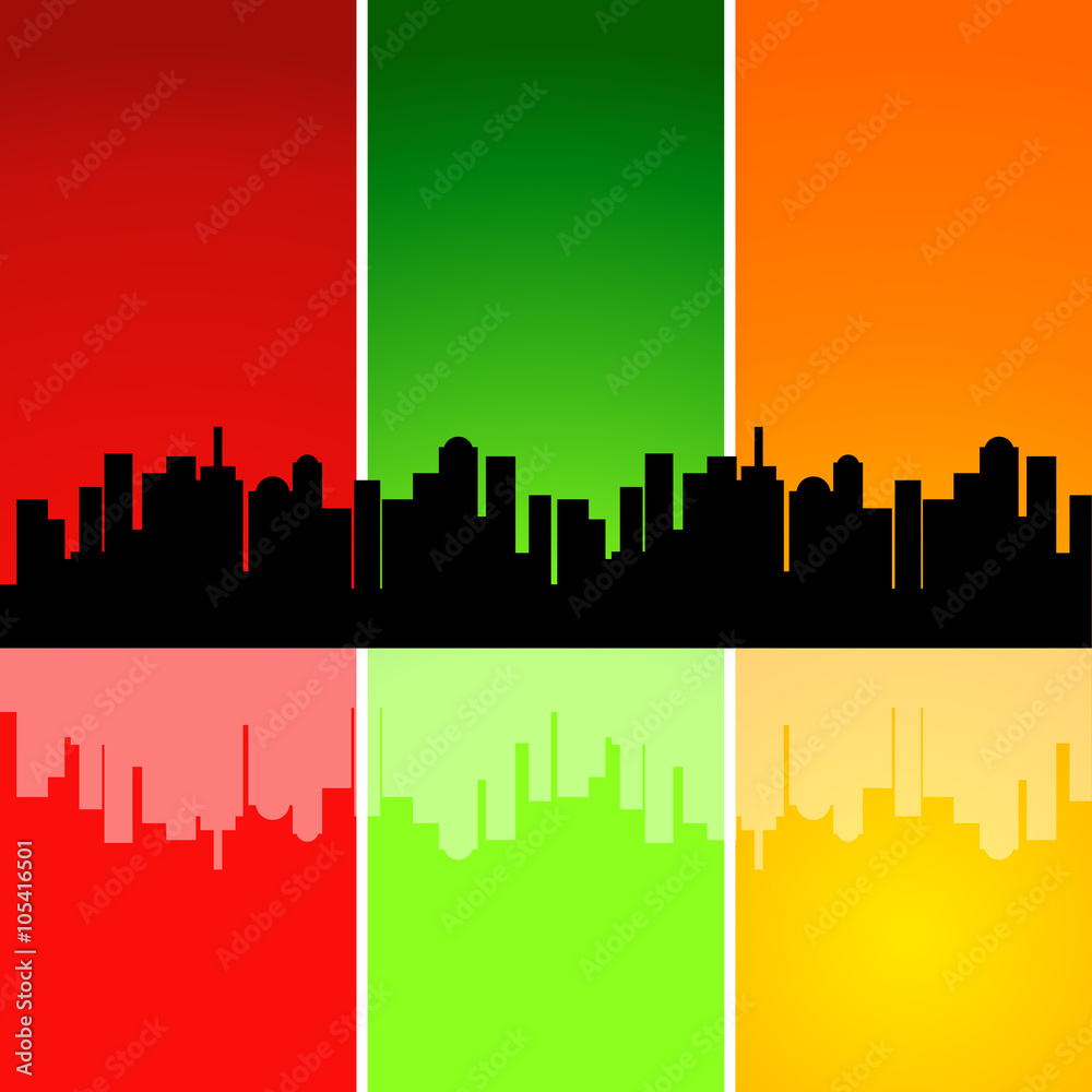 Colorful Abstract City Skyline Vector