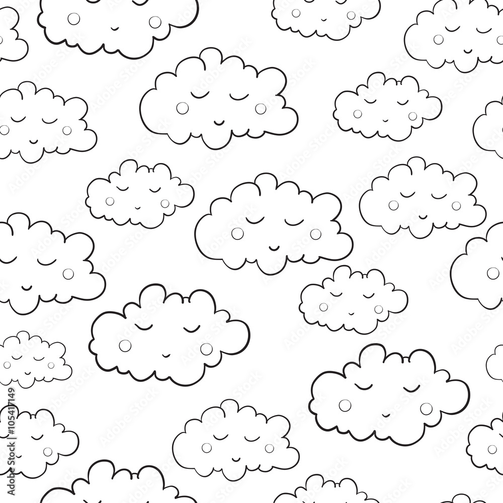Seamless pattern with cute sleeping clouds Seamless pattern with cute sleeping clouds