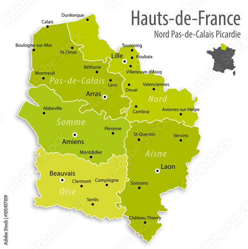 Carte Région Hauts-de-France (Nord Pas-de-Calais Picardie) photo