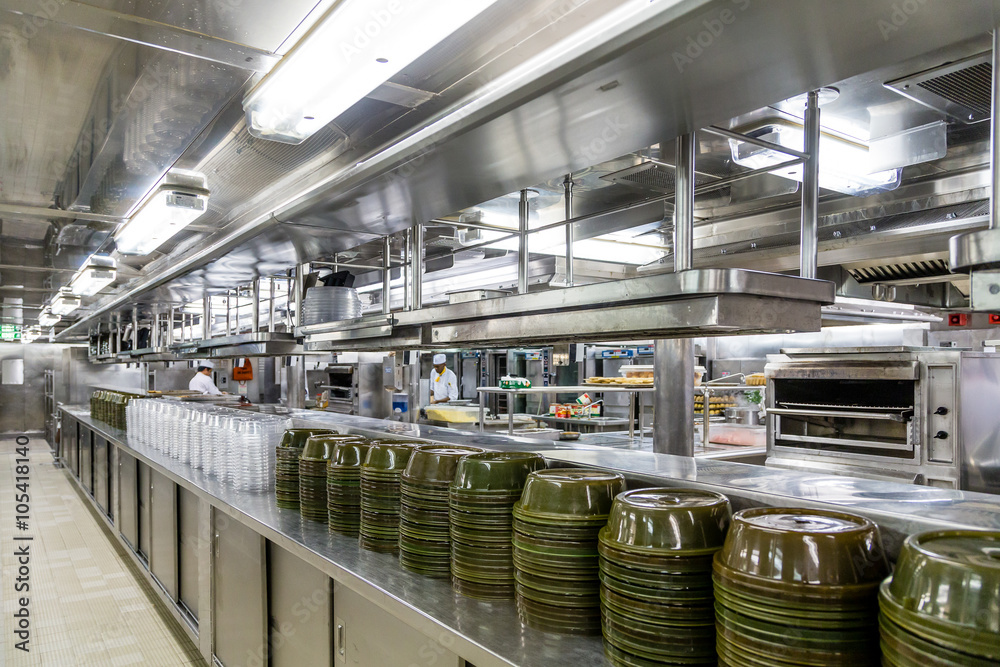 Fototapeta premium Commercial Kitchen with Serving Domes