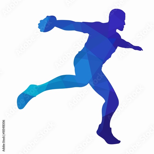 silhouette discus thrower , vector drawing