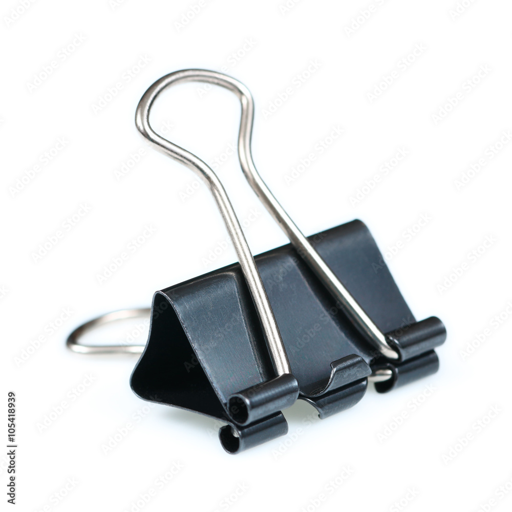 Black paper clip isolated on white Black paper clip isolated on white