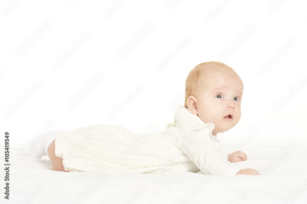 Adorable baby girl on blanket