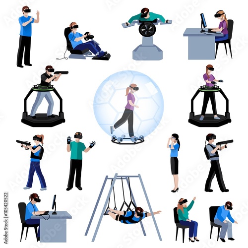 Virtual Augmented Reality Flat Pictogram Collection 