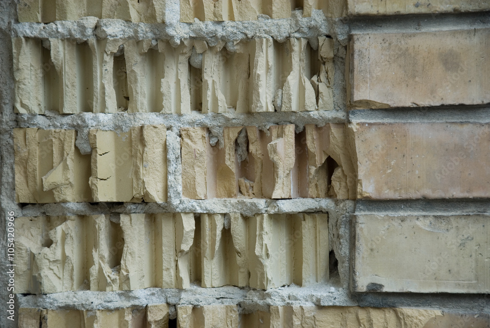 Gradient Beige brick wall. Texture