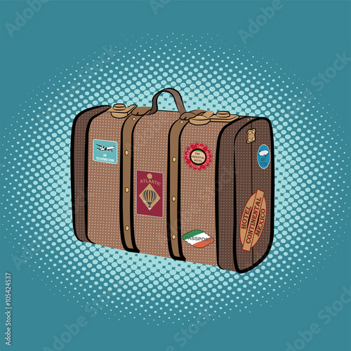 Suitcase  vacation pop art retro comic style