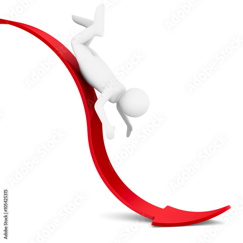 man on red arrow. Isolated 3D image