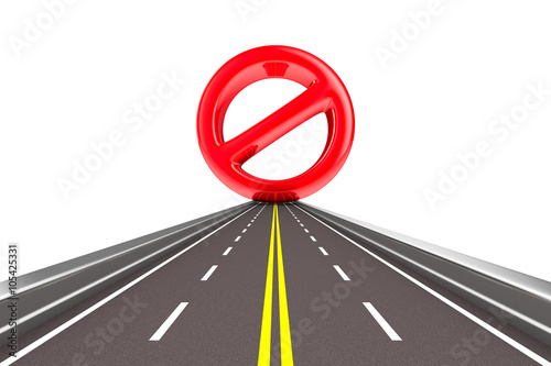 Prohibiting sign on road. I...