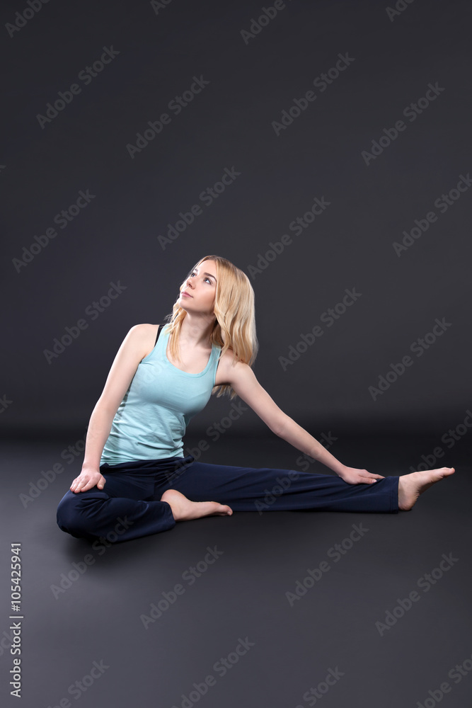 girl is practicing yoga girl is practicing yoga