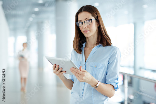 Woman with touchpad