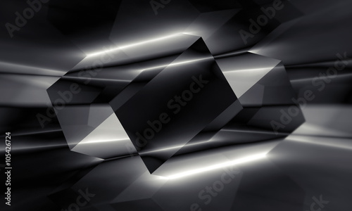 Fototapeta Naklejka Na Ścianę i Meble -  Black polygonal crystal structure, 3d illustration