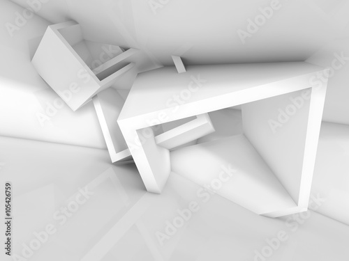 Tableau sur toile 3d chaotic cubic structures. Empty architecture