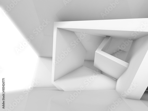 3d abstract white interior design with window