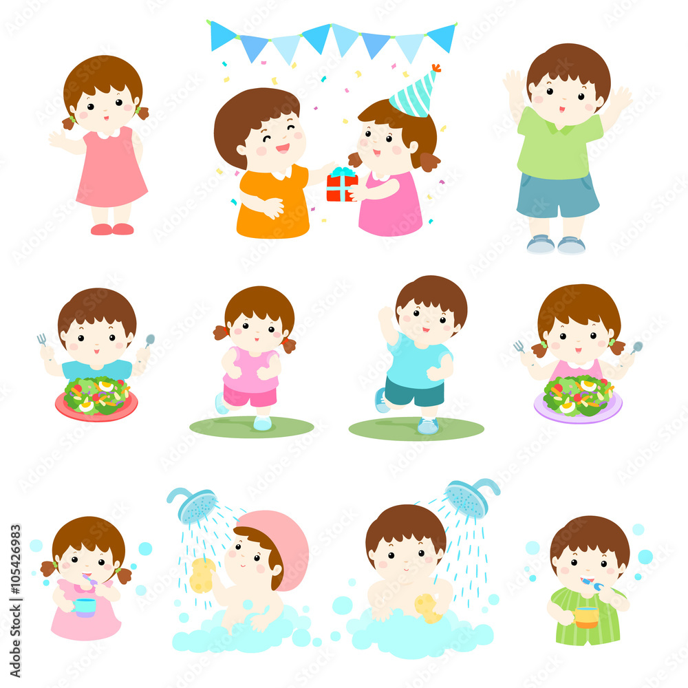 pack of children character cartoon vector pack of children character cartoon vector