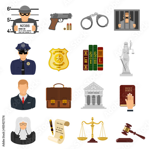 Crime and Punishment Flat Icons
