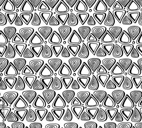 Black and white handmade doodle seamless pattern. Vector backgro