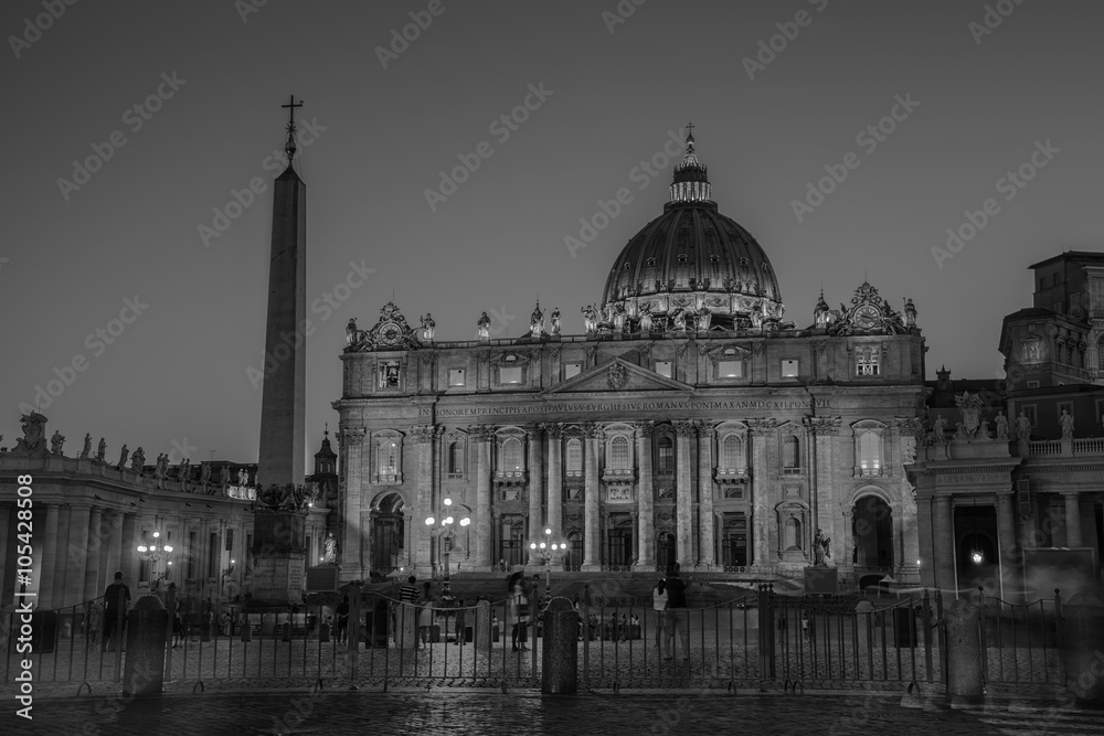 Illuminated St. Peters Basilica in Vatican City