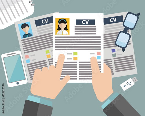 Job interview concept with business cv resume