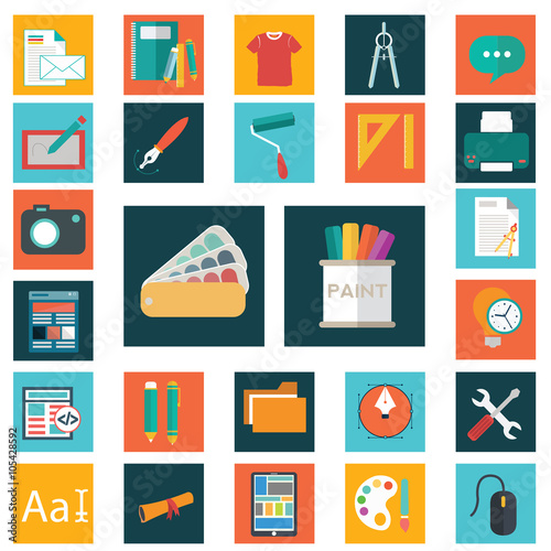 Design flat icons. Set of graphic and web design symbols