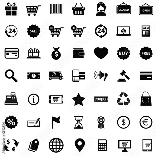 Shopping icons set. Vector