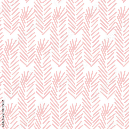 Geometric seamless pattern in color of the year 2016. Abstract simple line branches or feathers design. Rose quartz pastel color.