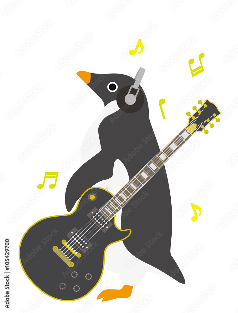 Naklejka premium アデリーペンギン ギター