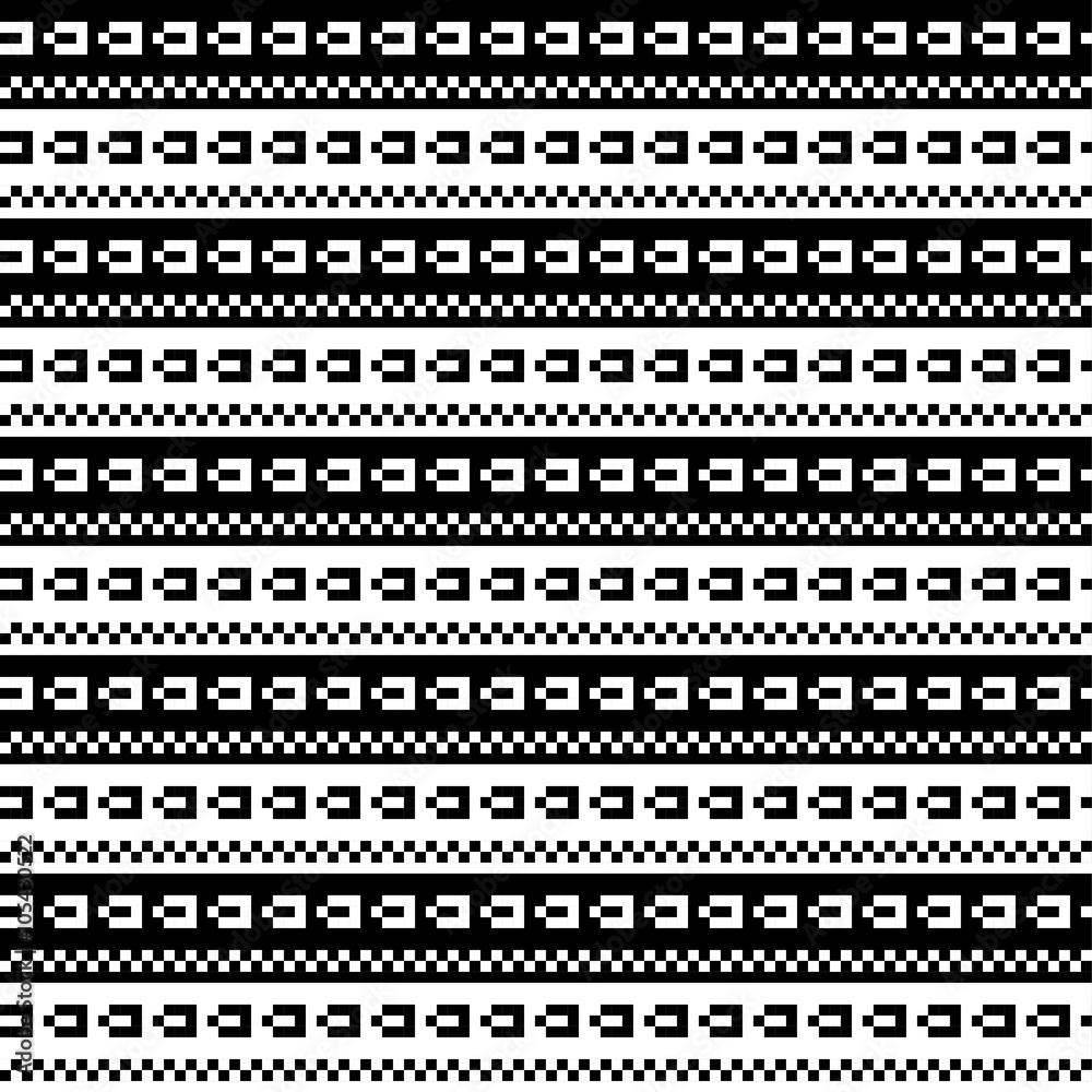 Seamless pixel black and white patterns. Print. Cloth design, wallpaper. 