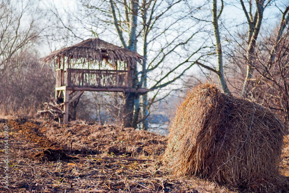 Haystack lies near the tree house Haystack lies near the tree house