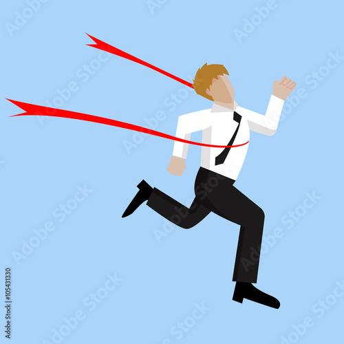 businessman crossinf finish line photo