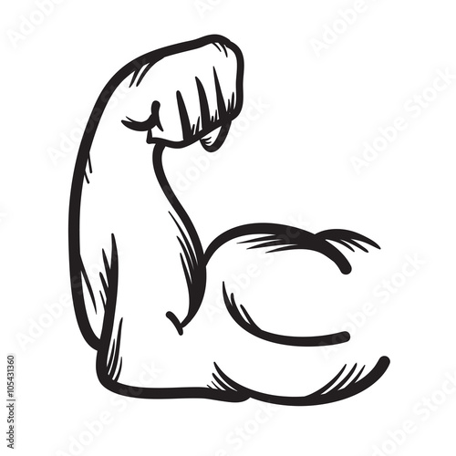 Strong arm vector hand drawn icon. Power.