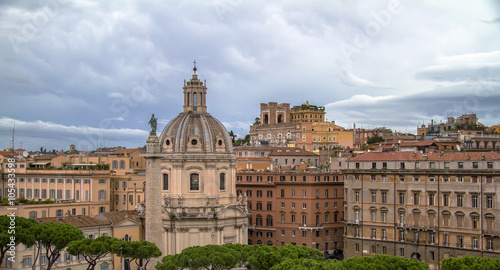 cityscape view and ruins in Rome, Italy 