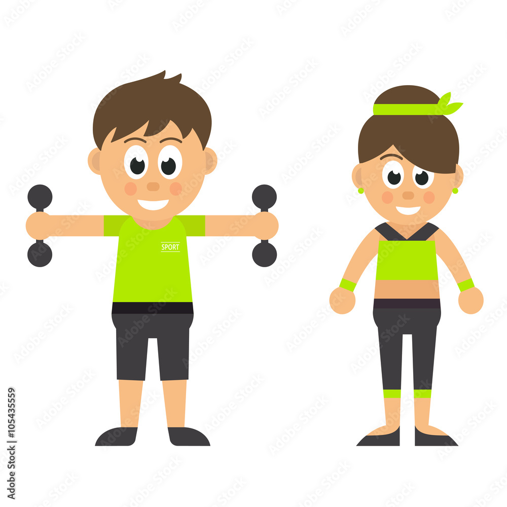 sport man with dumbbells and woman with dumbbells sport man with dumbbells and woman with dumbbells