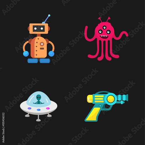 Wallpaper Mural four stylish space icons  Torontodigital.ca